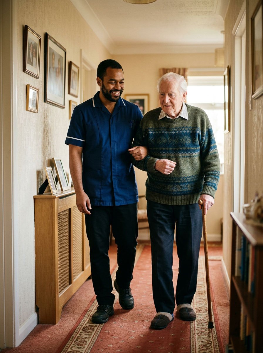 Compassionate Carer Supporting Senior
